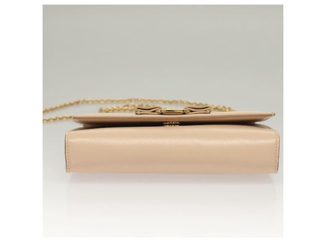 Borsa a Spalla Chain Vala in Pelle Beige Oro Auth 133406 di Salvatore Ferragamo - vista 10
