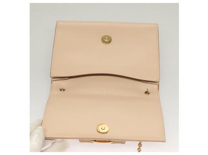 Borsa a Spalla Chain Vala in Pelle Beige Oro Auth 133406 di Salvatore Ferragamo - vista 16