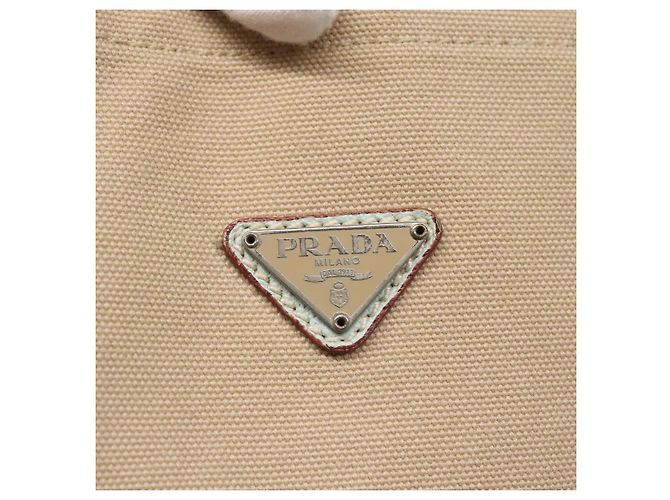 PRADA Tote Bag aus Canvas Beige Silber Authentisch 135383 - Ansicht 14