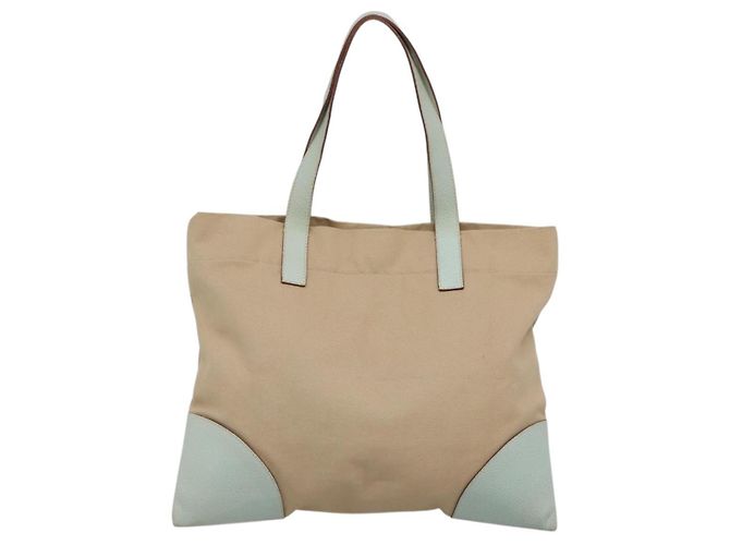 PRADA Tote Bag aus Canvas Beige Silber Authentisch 135383 - Ansicht 3