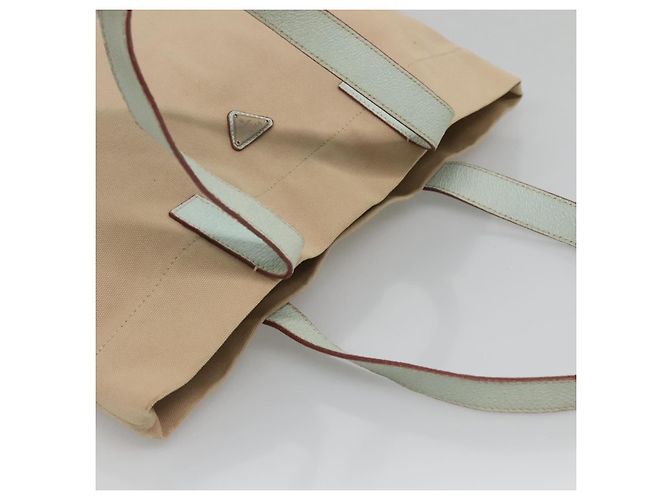 PRADA Tote Bag aus Canvas Beige Silber Authentisch 135383 - Ansicht 6