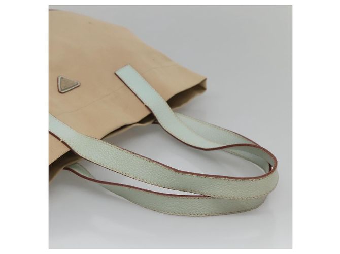 PRADA Tote Bag aus Canvas Beige Silber Authentisch 135383 - Ansicht 7