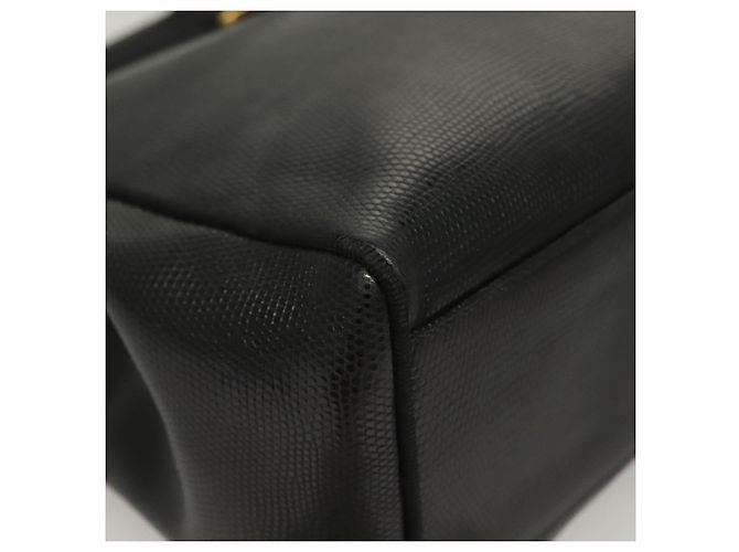 Borsa Tote Salvatore Ferragamo in pelle embossata nera e oro Auth BA4507 Nero D'oro - vista 10