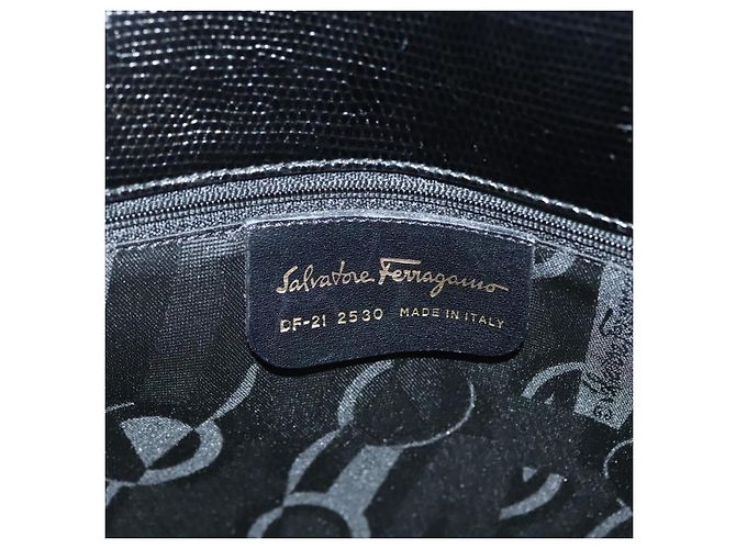 Borsa Tote Salvatore Ferragamo in pelle embossata nera e oro Auth BA4507 Nero D'oro - vista 15