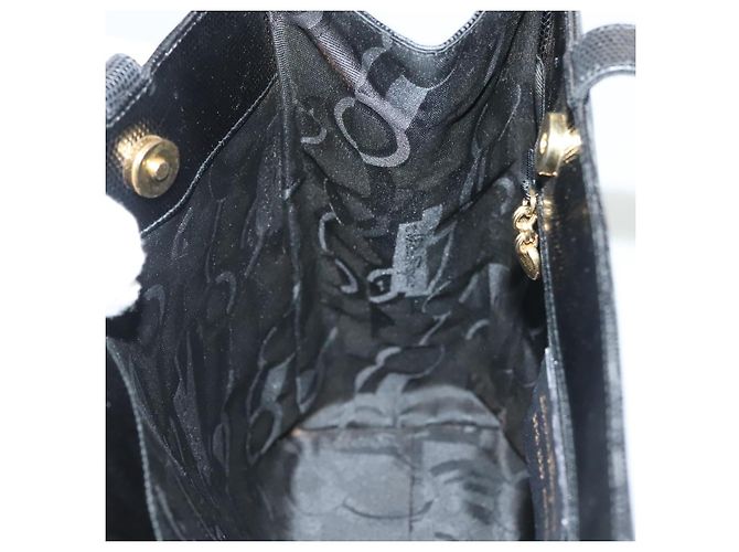 Borsa Tote Salvatore Ferragamo in pelle embossata nera e oro Auth BA4507 Nero D'oro - vista 18