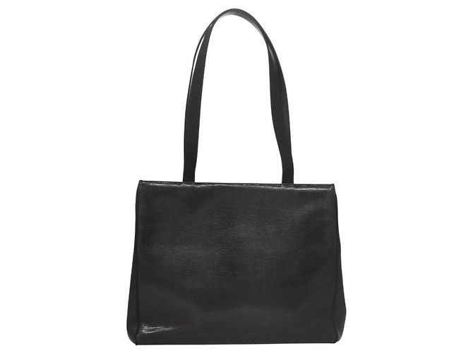 Borsa Tote Salvatore Ferragamo in pelle embossata nera e oro Auth BA4507 Nero D'oro - vista 3
