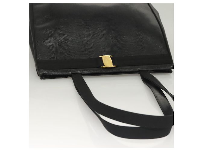 Borsa Tote Salvatore Ferragamo in pelle embossata nera e oro Auth BA4507 Nero D'oro - vista 6