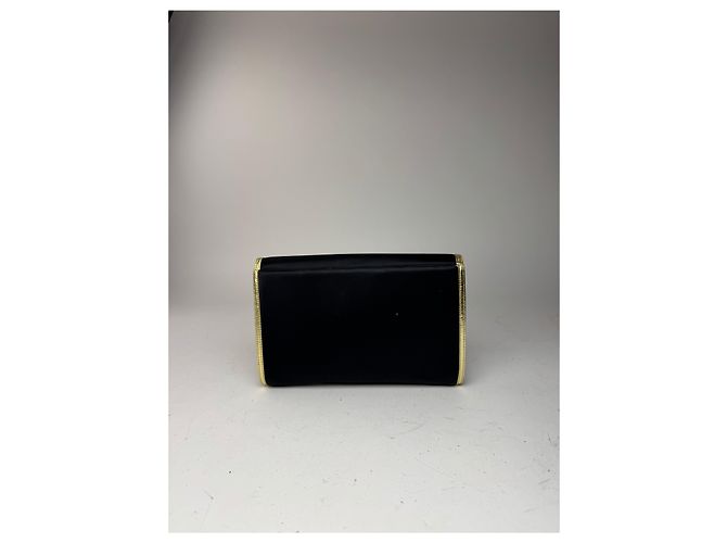 Clutch in pelle e tela vintage Givenchy nero e oro - vista 15