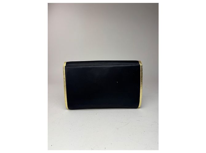Clutch in pelle e tela vintage Givenchy nero e oro - vista 2