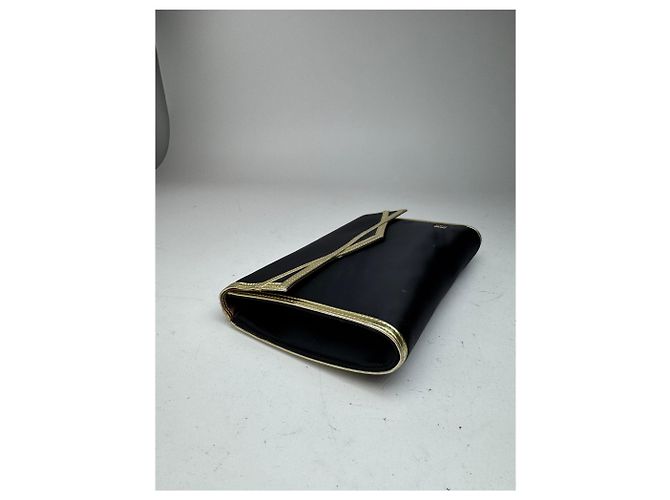 Clutch in pelle e tela vintage Givenchy nero e oro - vista 7