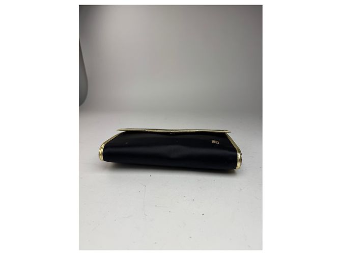 Clutch in pelle e tela vintage Givenchy nero e oro - vista 8