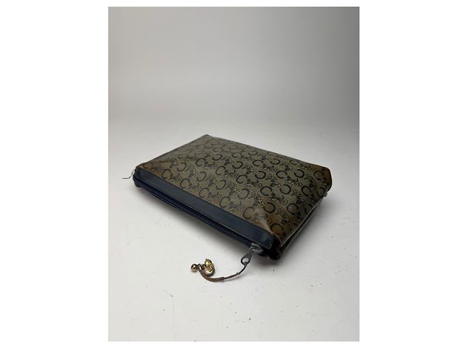 Céline Vintage Celine Macadam Monogram Leder Clutch grau navy Marineblau - Ansicht 7
