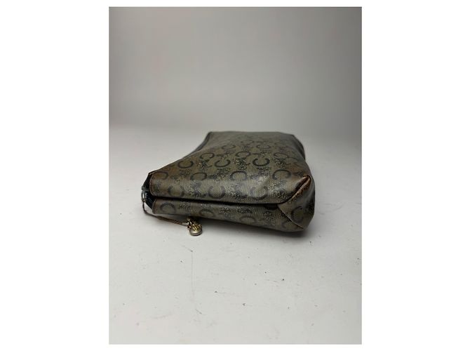 Céline Vintage Celine Macadam Monogram Leder Clutch grau navy Marineblau - Ansicht 8