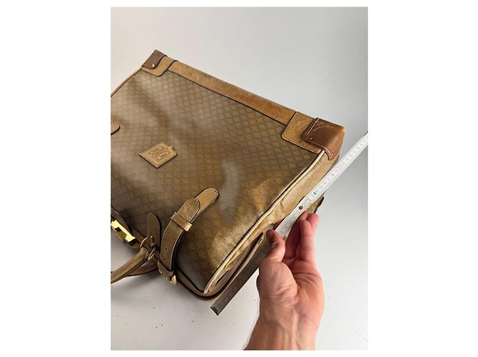Triomphe Céline Vintage Celine Paris Monogramm Leder Reisetasche goldbraun Golden - Ansicht 10