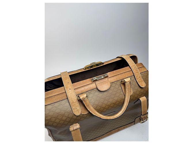 Triomphe Céline Vintage Celine Paris Monogramm Leder Reisetasche goldbraun Golden - Ansicht 12