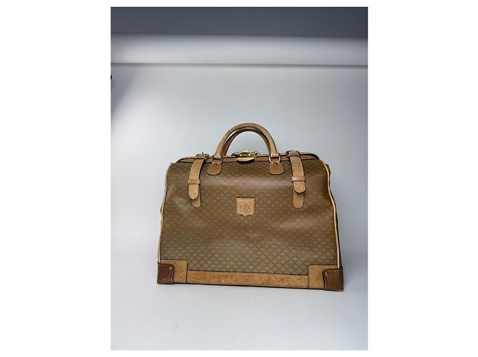 Triomphe Céline Vintage Celine Paris Monogramm Leder Reisetasche goldbraun Golden - Ansicht 13