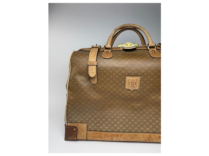 Triomphe Céline Vintage Celine Paris Monogramm Leder Reisetasche goldbraun Golden - Ansicht 4