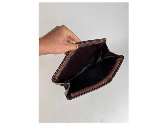 Céline Vintage Celine Macadam Monogramm Canvas Leder Clutch braun grau - Ansicht 3