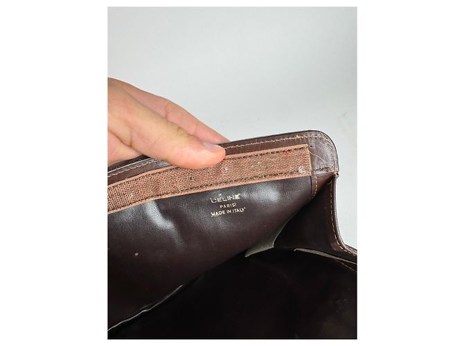 Céline Vintage Celine Macadam Monogramm Canvas Leder Clutch braun grau - Ansicht 4