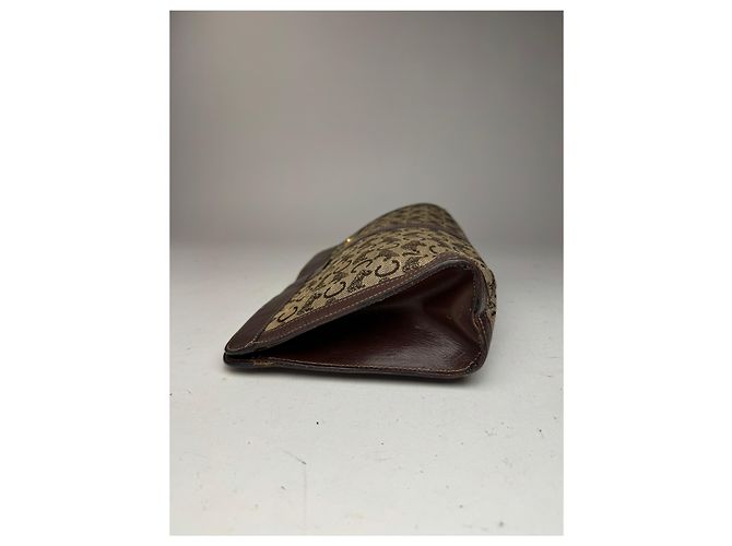 Céline Vintage Celine Macadam Monogramm Canvas Leder Clutch braun grau - Ansicht 6