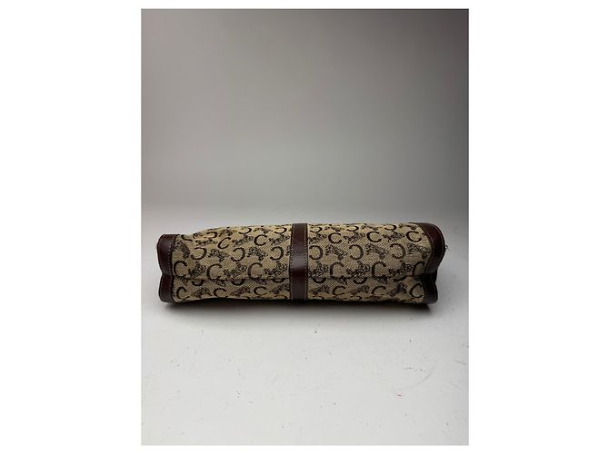 Céline Vintage Celine Macadam Monogramm Canvas Leder Clutch braun grau - Ansicht 9