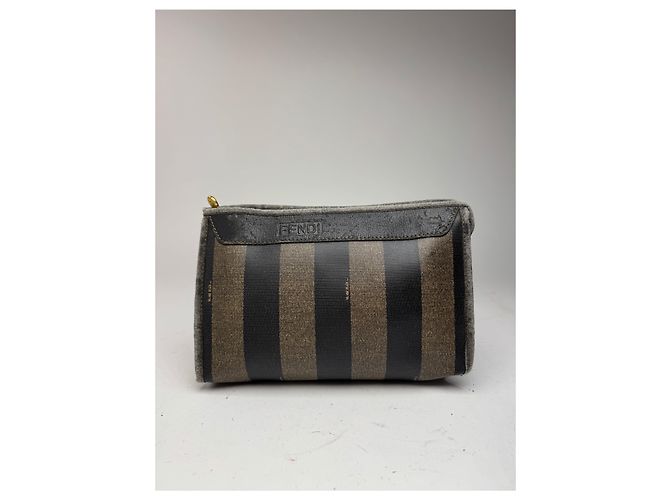 Clutch in pelle vintage Fendi nera Marrone - vista 12