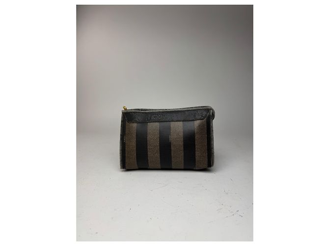 Clutch in pelle vintage Fendi nera Marrone - vista 13