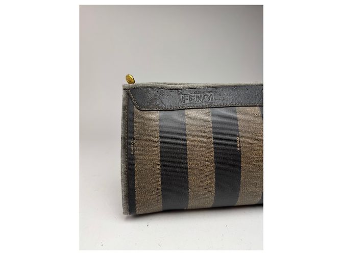 Clutch in pelle vintage Fendi nera Marrone - vista 4