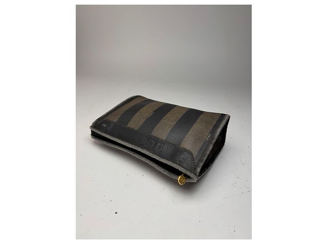 Clutch in pelle vintage Fendi nera Marrone - vista 6