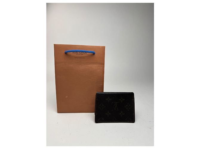 Porta-cartões de couro marrom Monogram Louis Vuitton Vintage - Ansicht 2