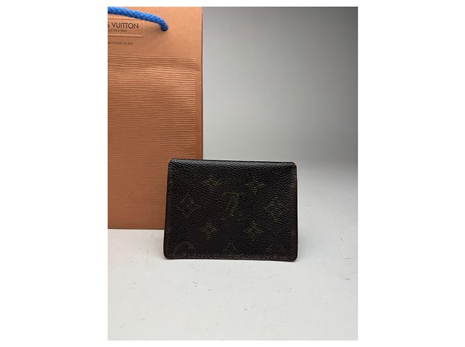 Porta-cartões de couro marrom Monogram Louis Vuitton Vintage - Ansicht 9