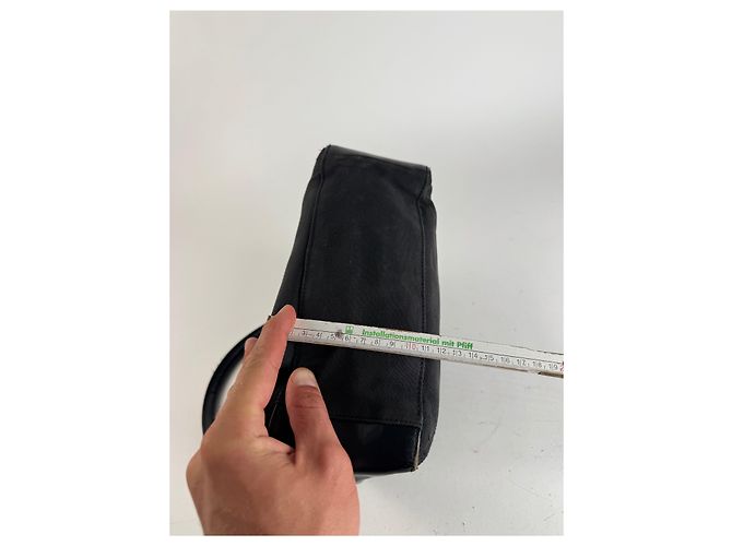 Vintage Gucci Leder Baumwolltasche schwarz - Ansicht 12