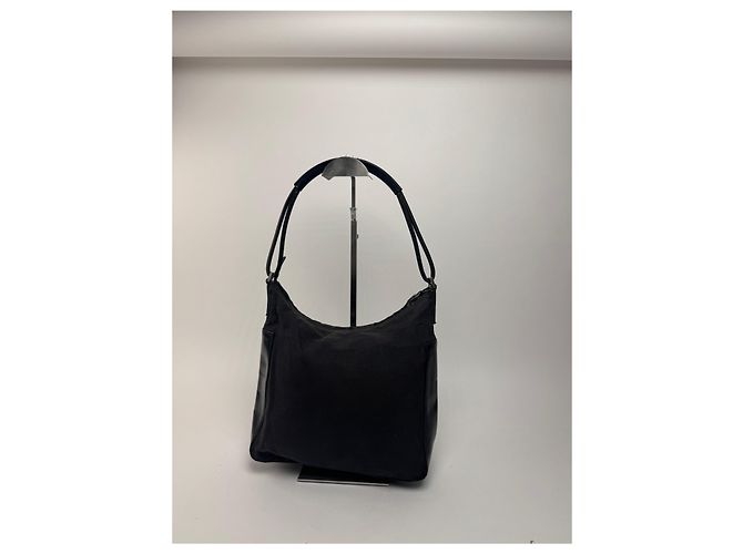 Vintage Gucci Leder Baumwolltasche schwarz - Ansicht 13