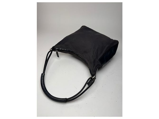 Vintage Gucci Leder Baumwolltasche schwarz - Ansicht 7