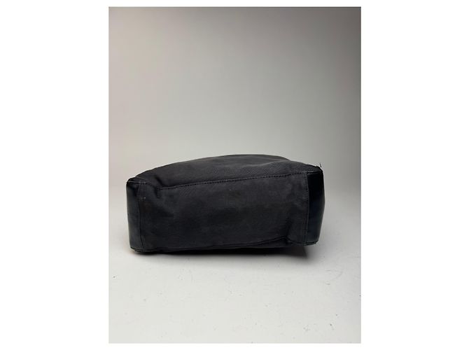 Vintage Gucci Leder Baumwolltasche schwarz - Ansicht 8