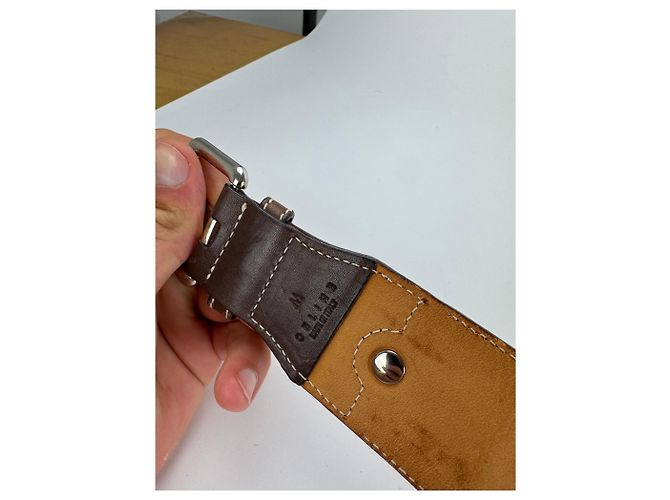 Céline Vintage Celine Paris Metall-/Leder-Gürtel mit Münzanwendung braun - Ansicht 11