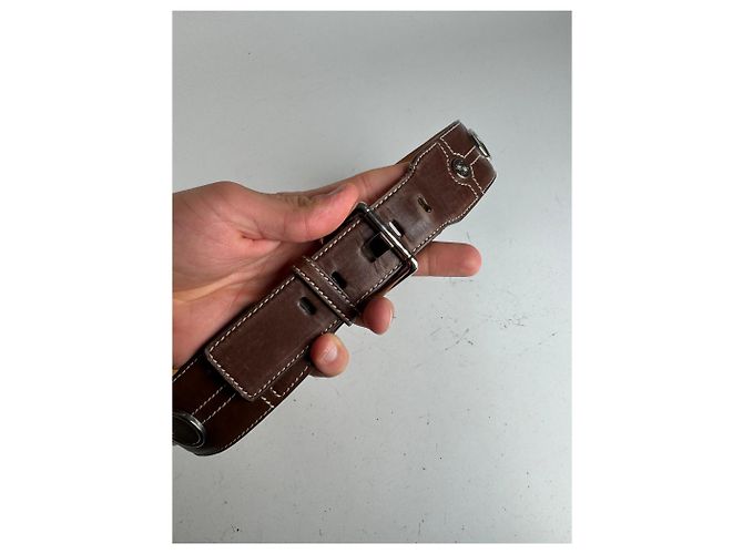 Céline Vintage Celine Paris Metall-/Leder-Gürtel mit Münzanwendung braun - Ansicht 7