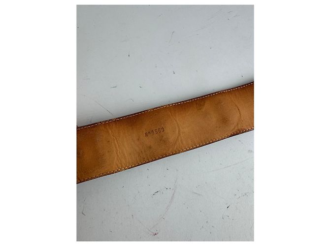Céline Vintage Celine Paris Metall-/Leder-Gürtel mit Münzanwendung braun - Ansicht 9