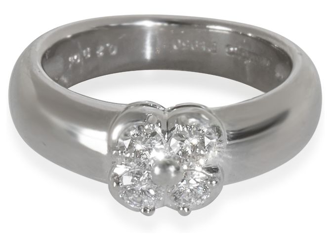 Anello Vintage Quadrifoglio in Platino e Diamanti Mikimoto - vista 4