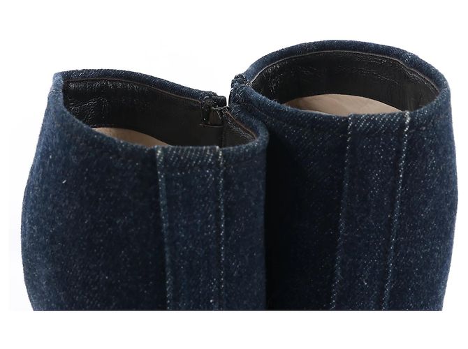 Timeless Botas largas de denim Chanel Coco Mark en azul marino, talla 37 EU - vista 10
