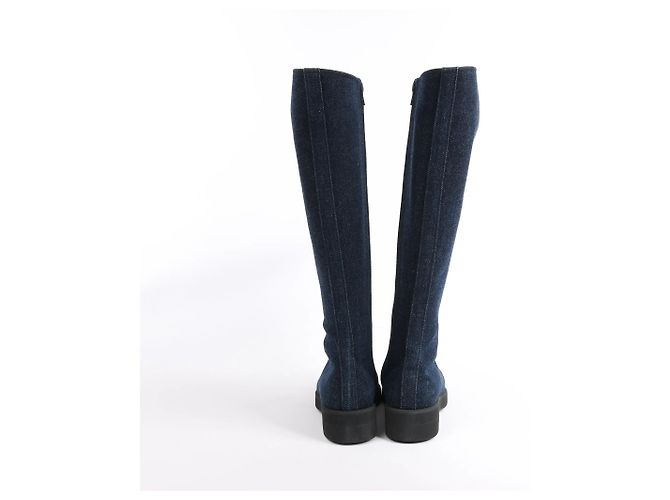 Timeless Botas largas de denim Chanel Coco Mark en azul marino, talla 37 EU - vista 6