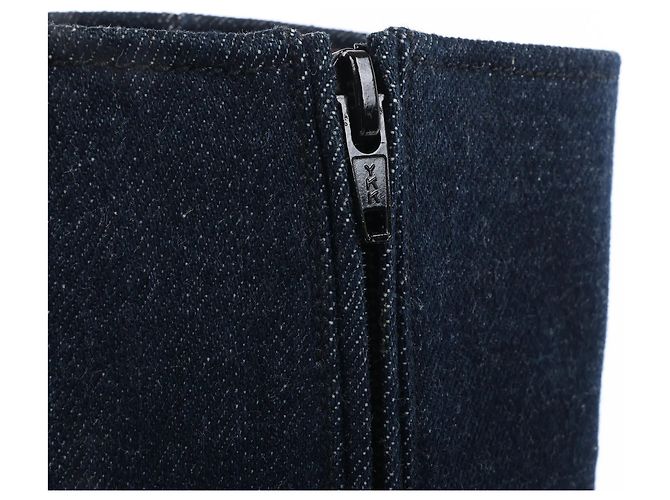 Timeless Botas largas de denim Chanel Coco Mark en azul marino, talla 37 EU - vista 8