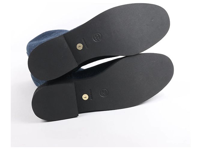 Timeless Botas largas de denim Chanel Coco Mark en azul marino, talla 37 EU - vista 9