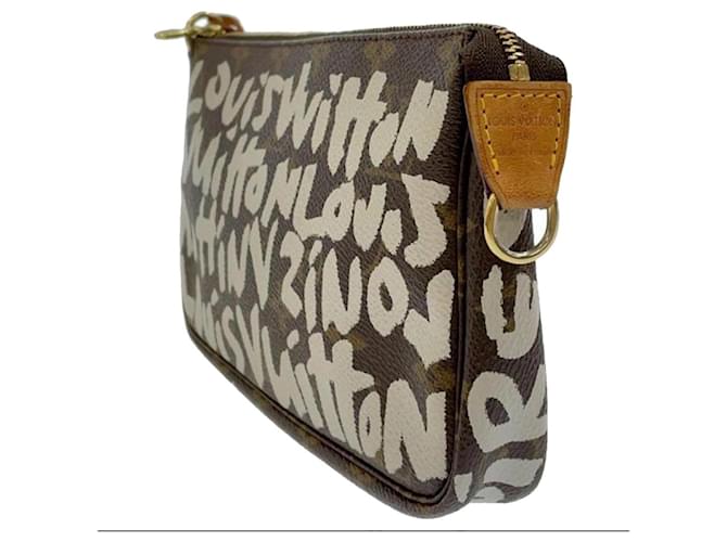 Louis Vuitton Pochette Accessori Stephen Sprouse Graffiti Marrone Bianco - vista 2