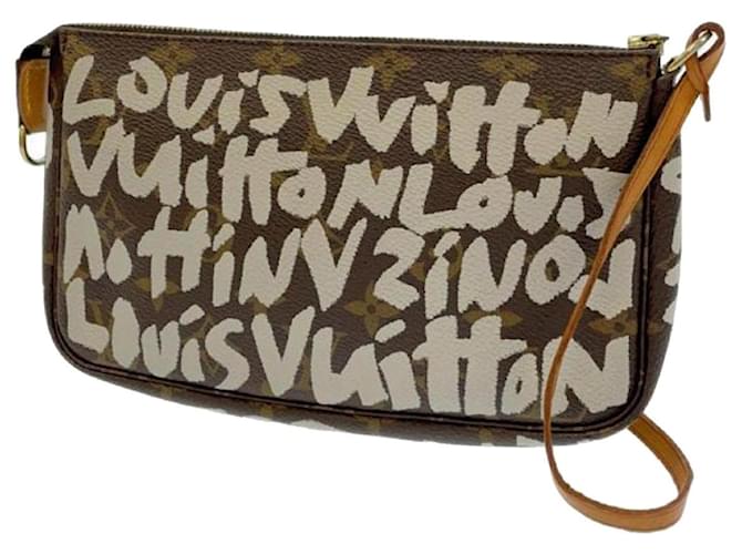 Louis Vuitton Pochette Accessori Stephen Sprouse Graffiti Marrone Bianco - vista 3