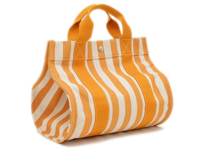 Hermès Cannes PM Tote Bag Weiß Orange - Ansicht 2
