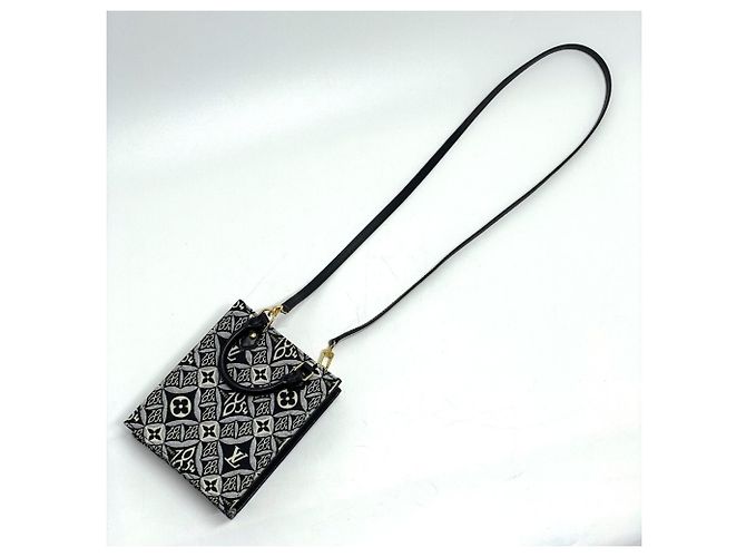 Borsa Petite Sac Plat in Jacquard Monogram Louis Vuitton Nero Blu - vista 13