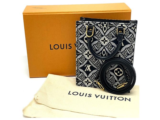 Borsa Petite Sac Plat in Jacquard Monogram Louis Vuitton Nero Blu - vista 14