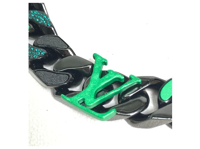 Collana a catena con toppe LV MP2853 di Louis Vuitton Nero Verde - vista 4