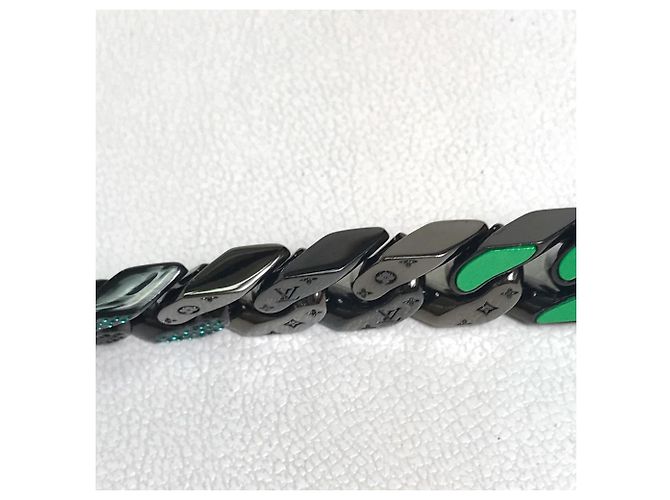 Collana a catena con toppe LV MP2853 di Louis Vuitton Nero Verde - vista 9